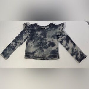 Joe’s Jeans Girls Sweatshirt Size 4 Gray Tie Dye Ruffle Shoulder Long Sleeve
